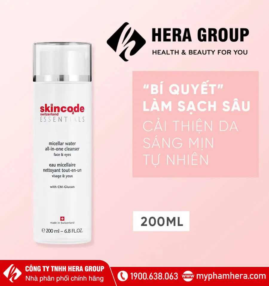 sữa rữa mặt kiêm tẩy trang dạng nước skincode myphamhera.com