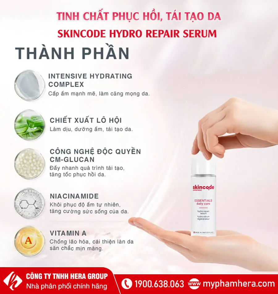 thành phần huyết thanh phục hồi các tổn thương tế bào skincode myphamhera.com