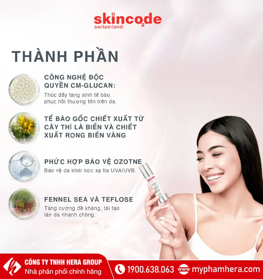 thành phần nhũ tương phục hồi bảo vệ da và chống nắng spf30 skincode myphamhera.com