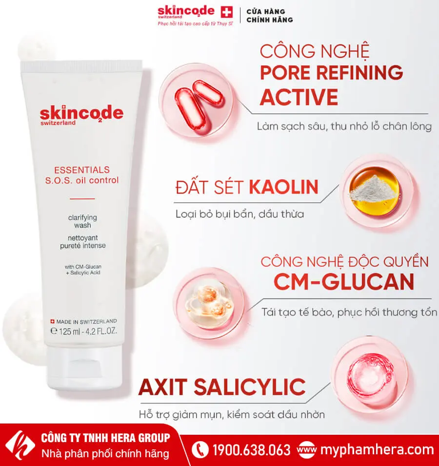 thành phần sữa rửa mặt kiềm dầu skincode myphamhera.com