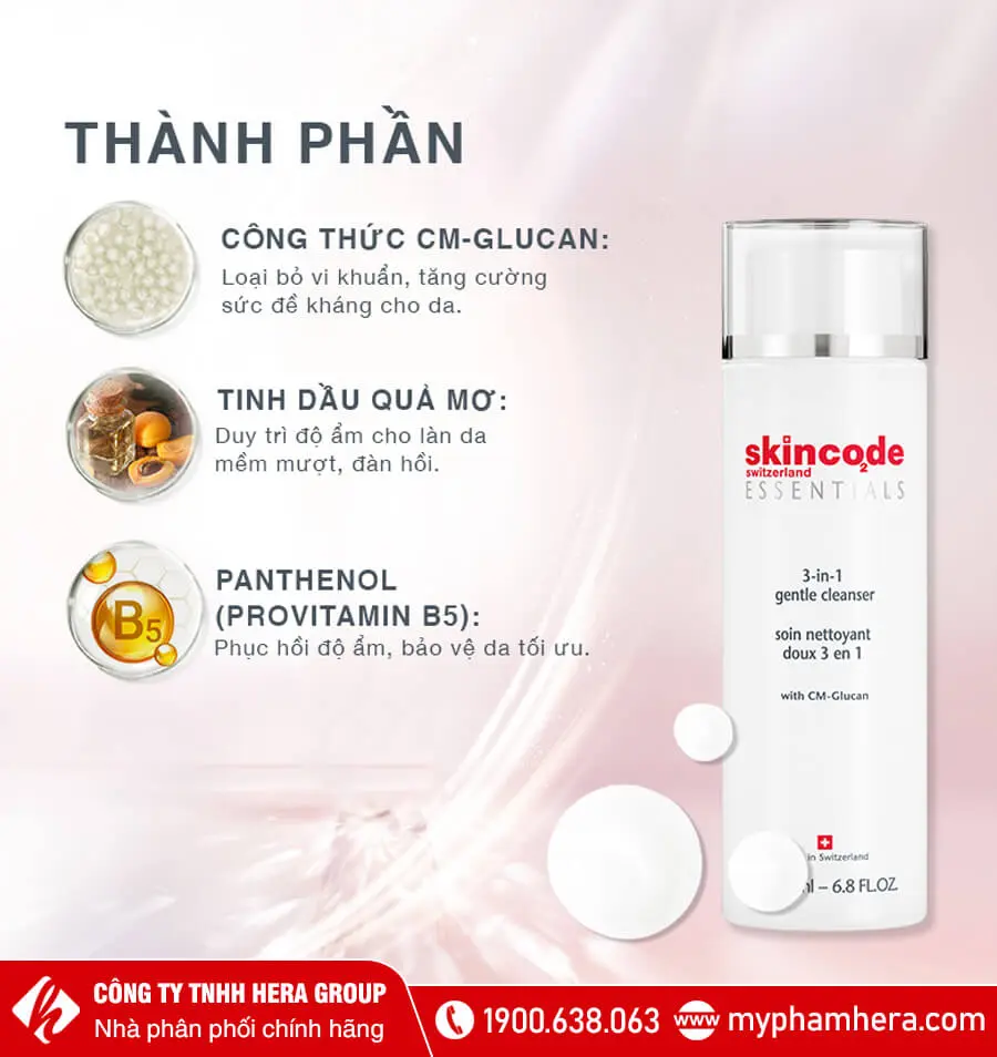 thành phần sữa rữa mặt kiêm tảy trang dạng nước skincode myphamhera.com