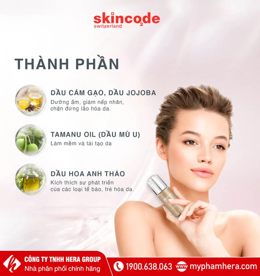 thành phần tinh dầu tái tạo và trẻ hóa da chuyên sâu ban đêm skincode myphamhera.com