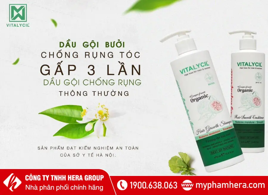 bộ dầu gội bưởi trị rụng tóc Vitalycil chính hãng myphamhera.com