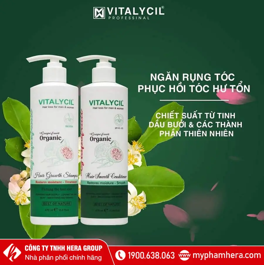 công dụng bộ dầu gội bưởi trị rụng tóc Vitalycil chính hãng myphamhera.com