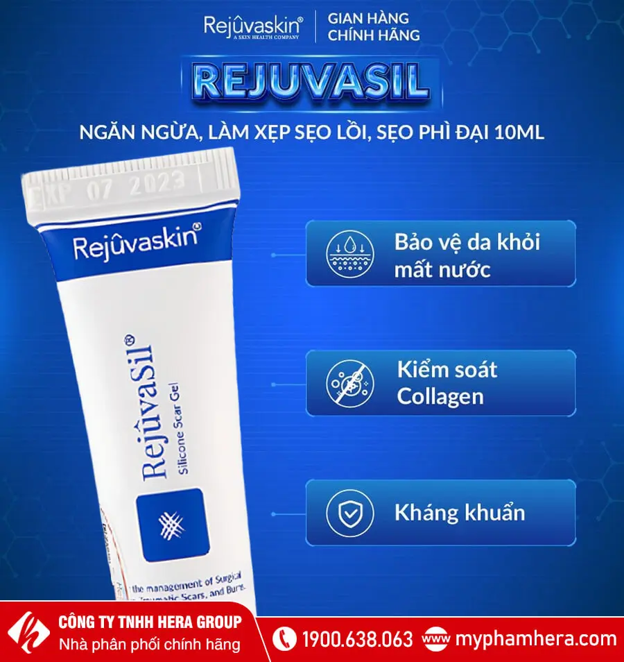 công dụng gel xóa mờ sẹo lồi sẹo phì đại scar rejuvasil myphamhera.com