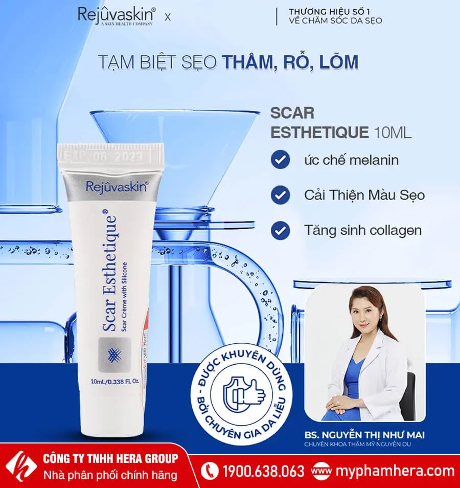 công dụng Kem trị sẹo thâm sẹo rỗ sẹo lõm scar esthetique rejuvaskin myphamhera.com