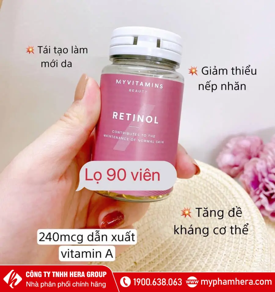 Viên uống Retinol Myvitamins Beauty 90 viên myphamhera.com