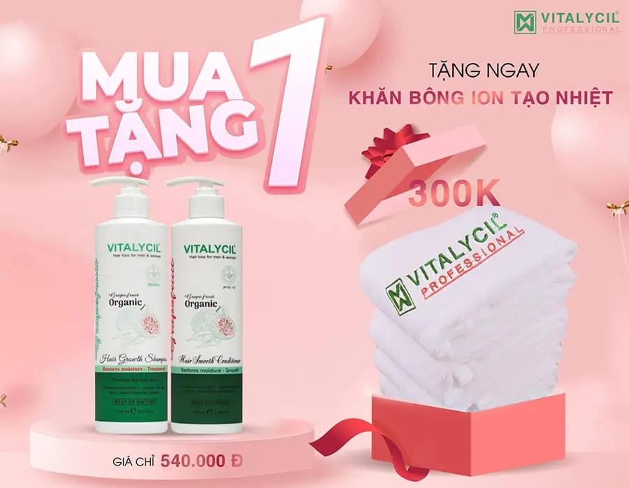 khuyến mãi bộ dầu gội bưởi trị rụng tóc Vitalycil myphamhera.com