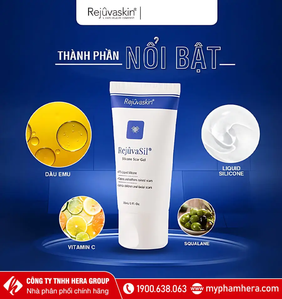 thành phần gel xóa mờ sẹo lồi sẹo phì đại scar rejuvasil myphamhera.com