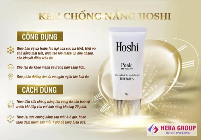 Công dụng và cách dùng Kem chống nắng Hoshi Peak