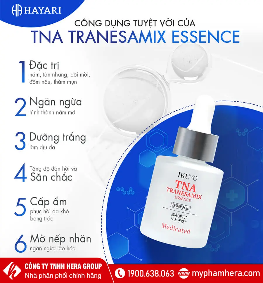 công dụng Serum đặc trị nám, trắng da TNA Tranesamix Essence myphamhera.com