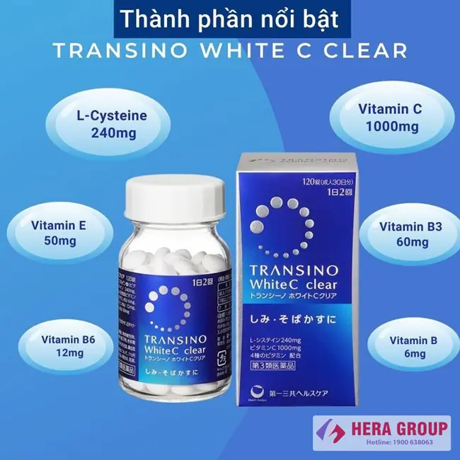 Thành phần Viên uống trắng da Transino White C Clear Nhật Bản