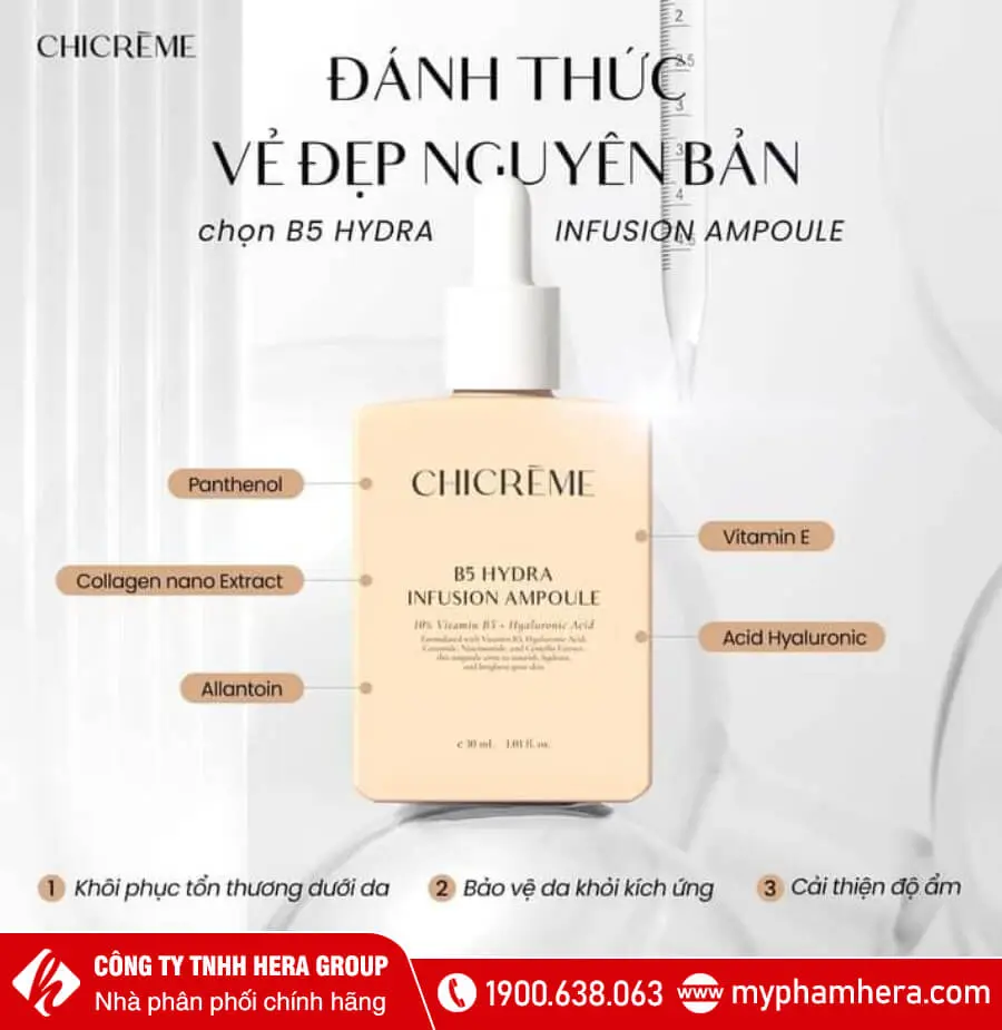 công dụng Tinh chất cấp ẩm phục hồi B5 HA Chicrème myphamhera.com