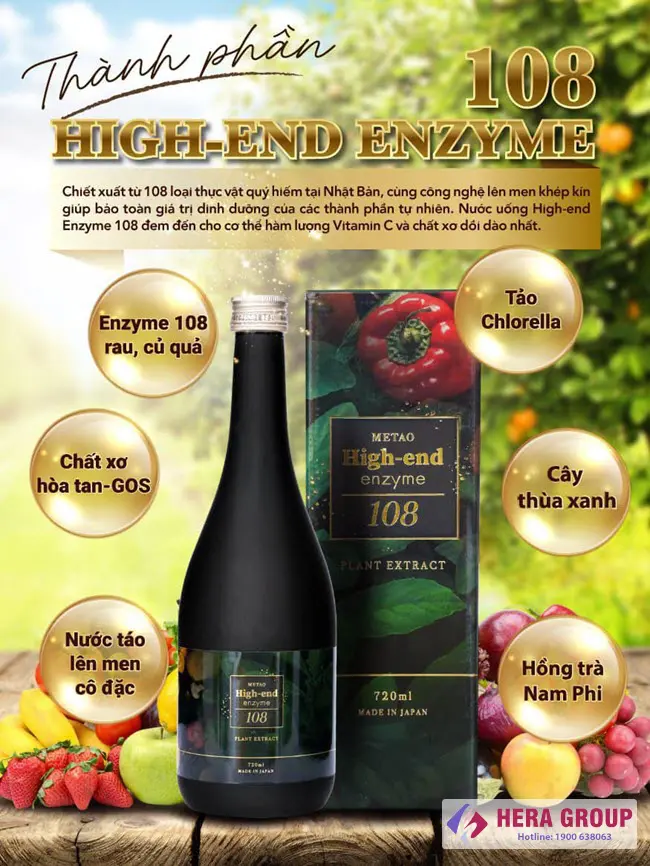 Thành phần Nước uống giảm cân High-end Enzyme 108 Metao Nhật Bản