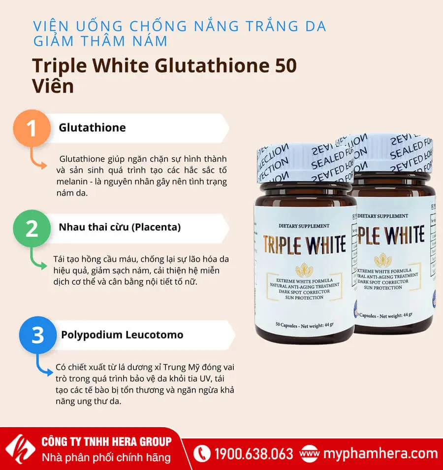 thành phần viên uống chống nắng Triple White myphamhera.com