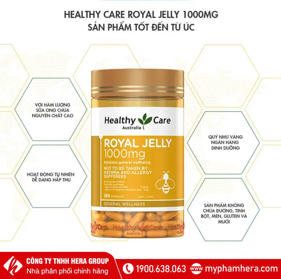 công dụng Viên uống sữa ong chúa Healthy Care Royal Jelly myphamhera.com