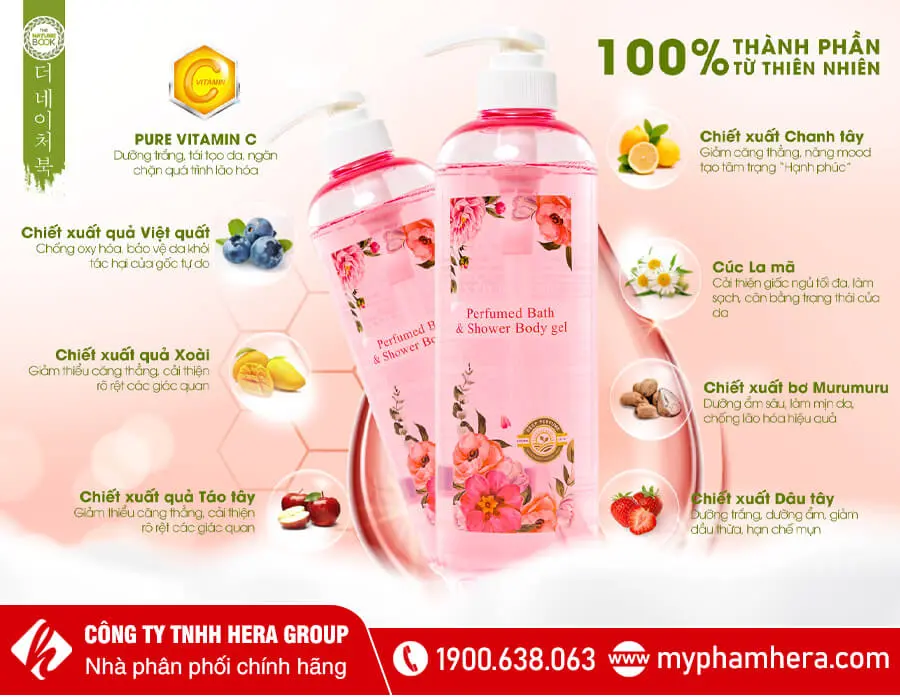 gel tắm hương nước hoa thiên nhiên nature book chính hãng myphamhera.com