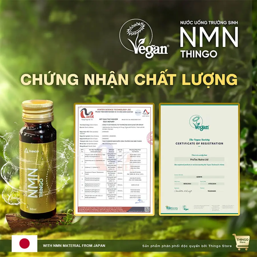 giấy chứng nhận Nước uống NMN Thingo