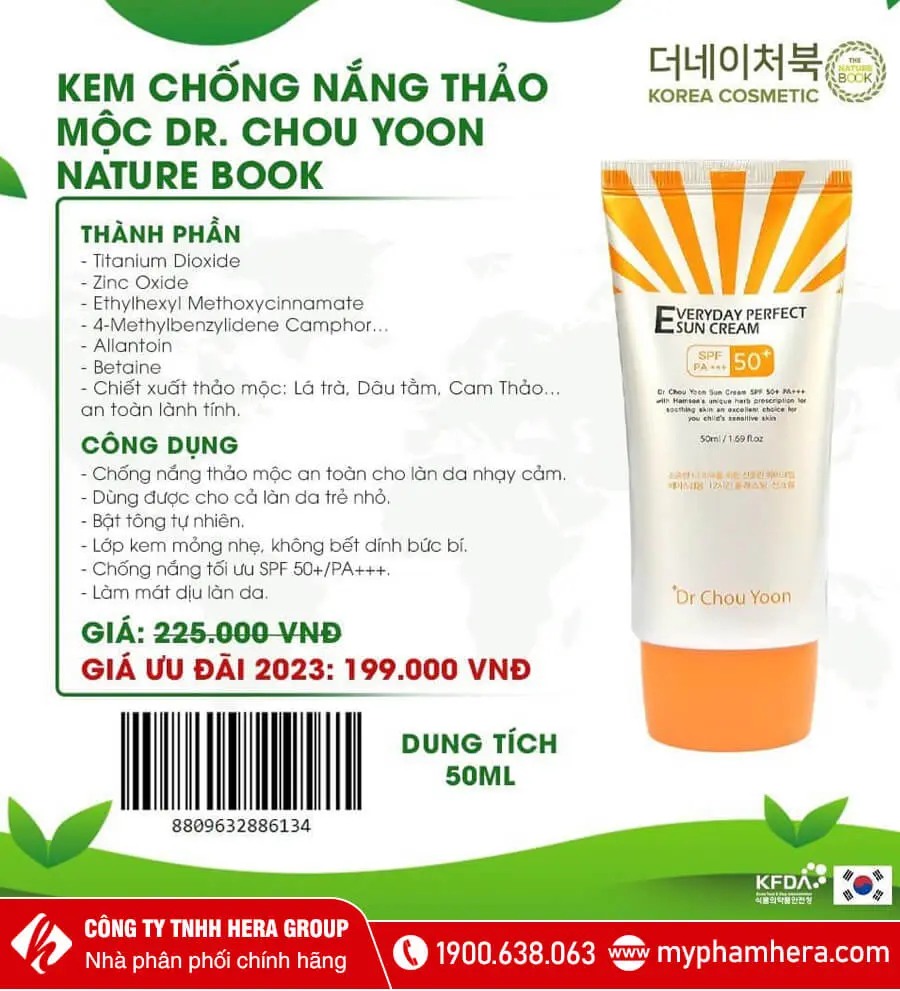 kem chống nắng thảo mộc the nature book myphamhera.com