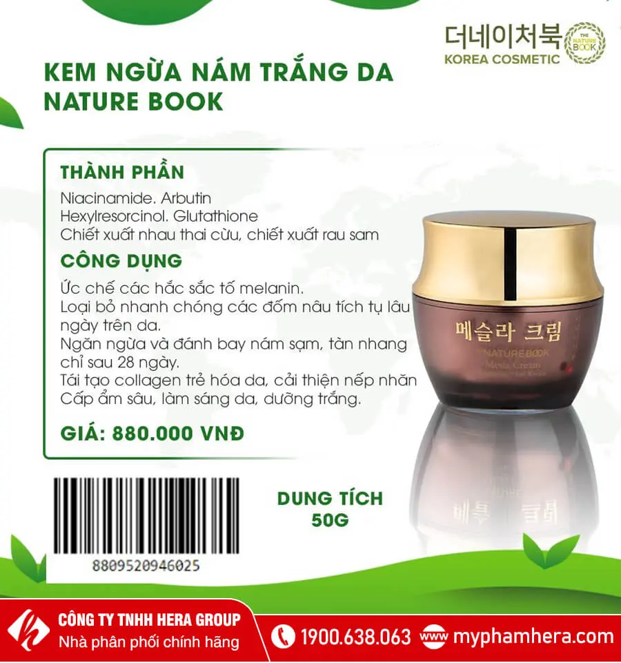 kem dưỡng trắng ngừa nám nature book myphamhera.com