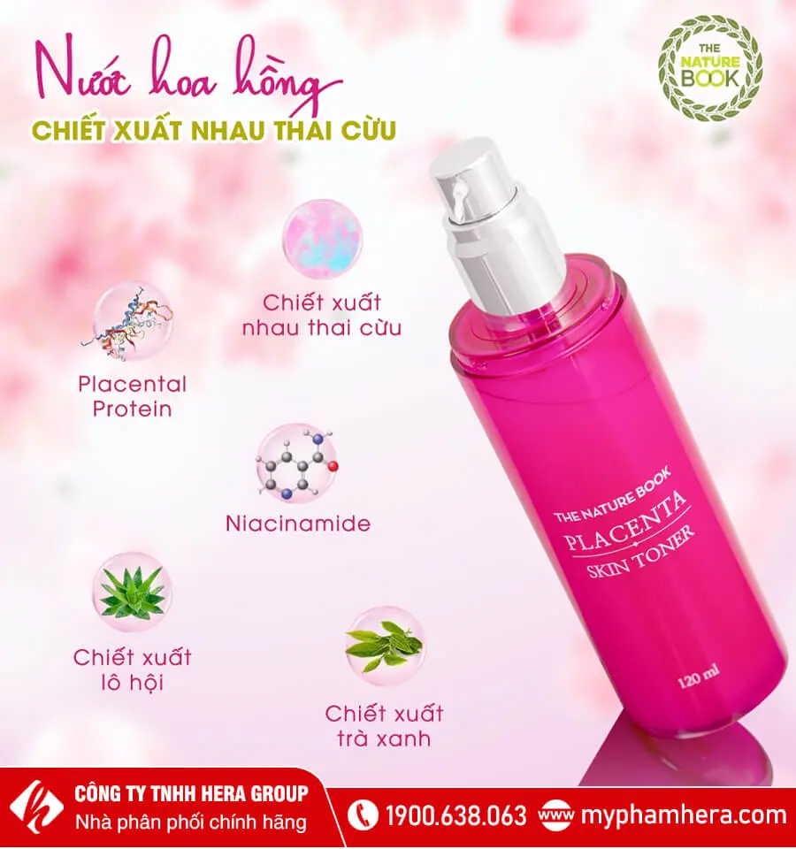 nước hoa hồng chiết xuất nhau thai cừu the nature book myphamhera.com