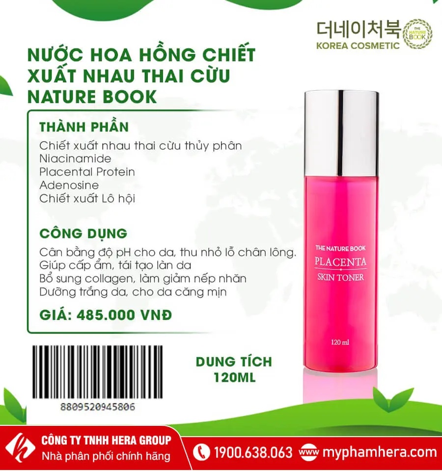 nước hoa hồng chiết xuất nhau thai cừu the nature book myphamhera.com