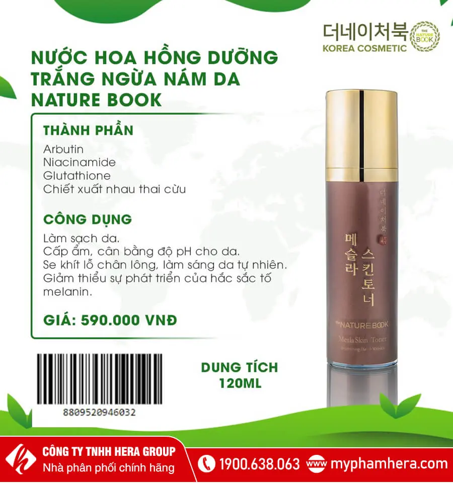 nước hoa hồng dưỡng trắng ngừa nám nature book myphamhera.com