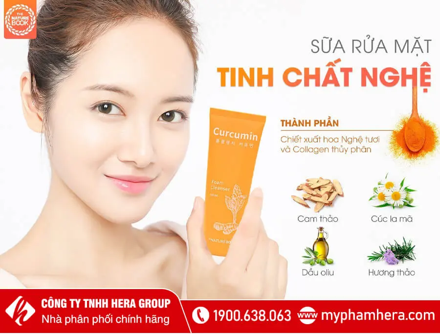 sữa rửa mặt tinh bột nghệ the nature book myphamhera.com