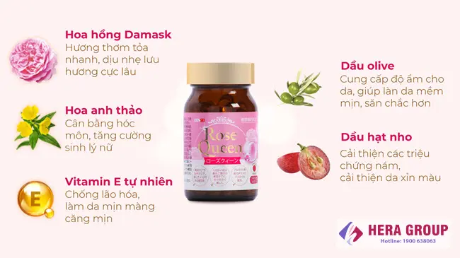 Thành phần Viên uống cân bằng nội tiết Rose Queen Nhật Bản