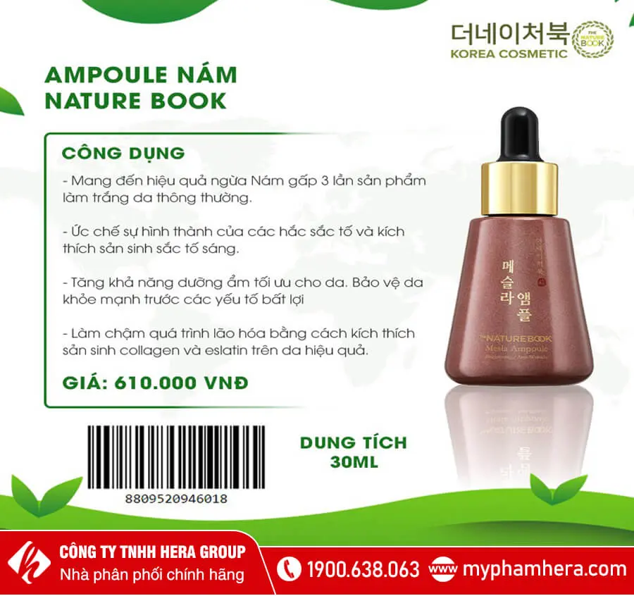 tinh chất dưỡng trắng ngừa nám nature book myphamhera.com