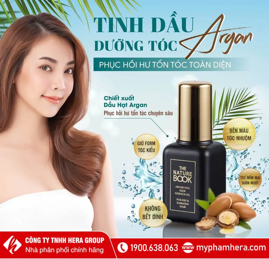 tinh dầu dưỡng tóc argan the nature book myphamhera.com