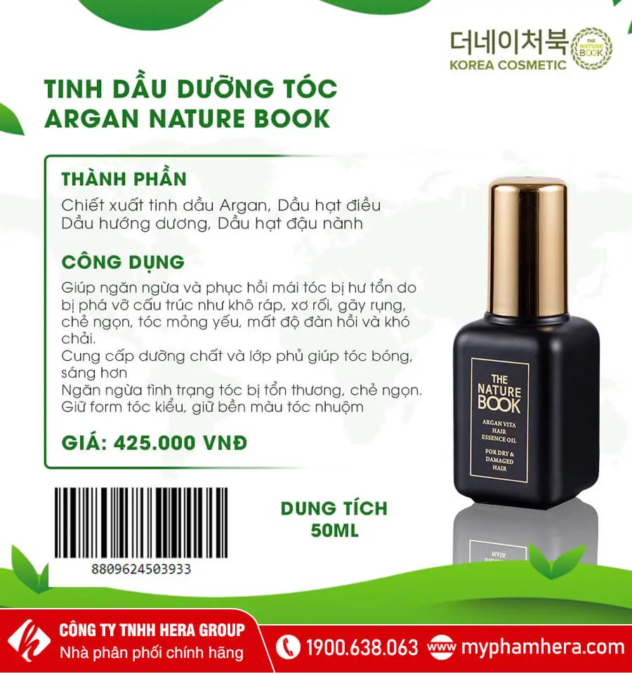 tinh dầu dưỡng tóc argan the nature book myphamhera.com