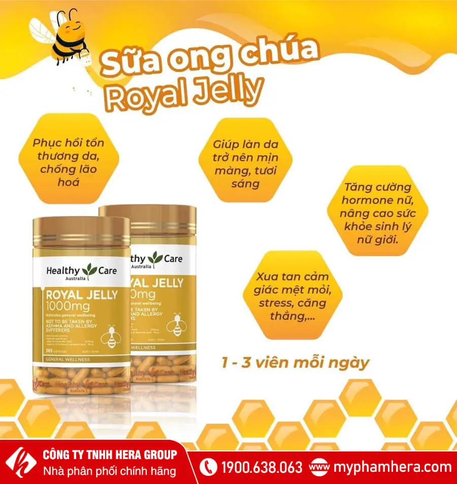 Viên uống sữa ong chúa Healthy Care Royal Jelly myphamhera.com