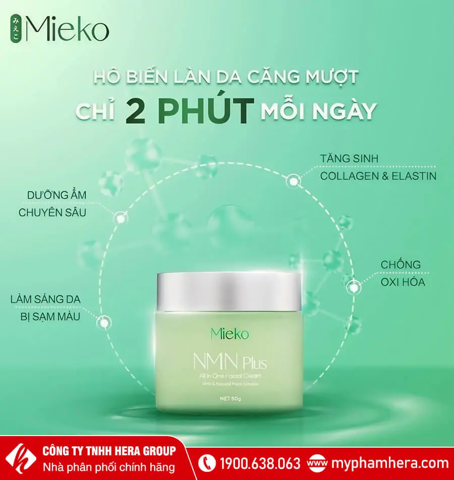 công dụng Kem dưỡng NMN Plus Mieko myphamhera.com