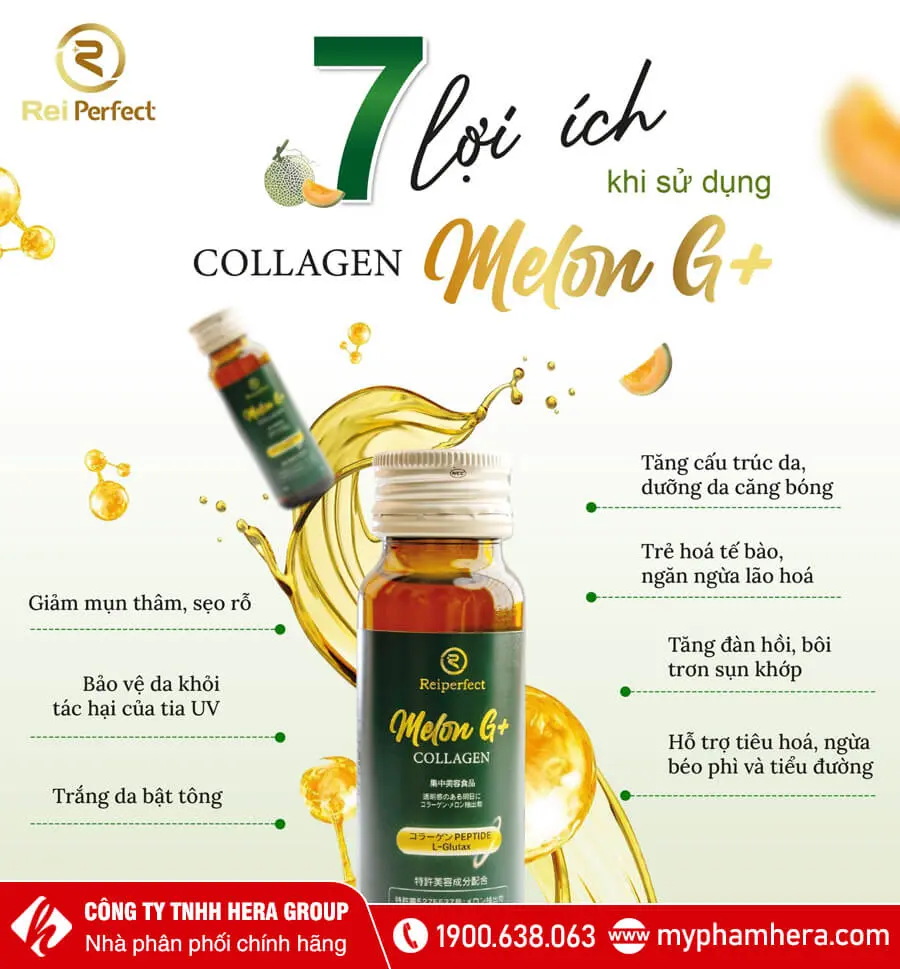 công dụng Nước Uống Collagen Melon G+ Reiperfect myphamhera.com