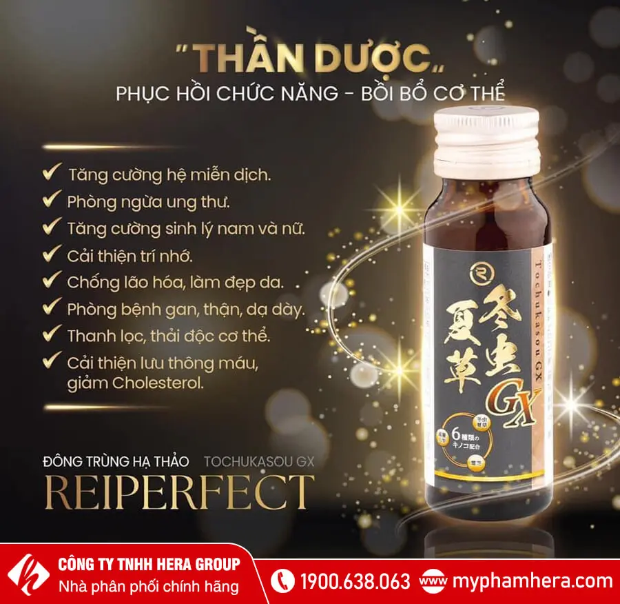 công dụng Nước uống Đông Trùng Hạ Thảo Tochukasou GX Reiperfect Drink myphamhera.com