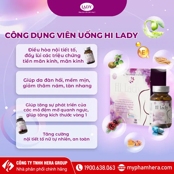 Công dụng Viên uống Hi Lady hỗ trợ tăng cường nội tiết tố nữ