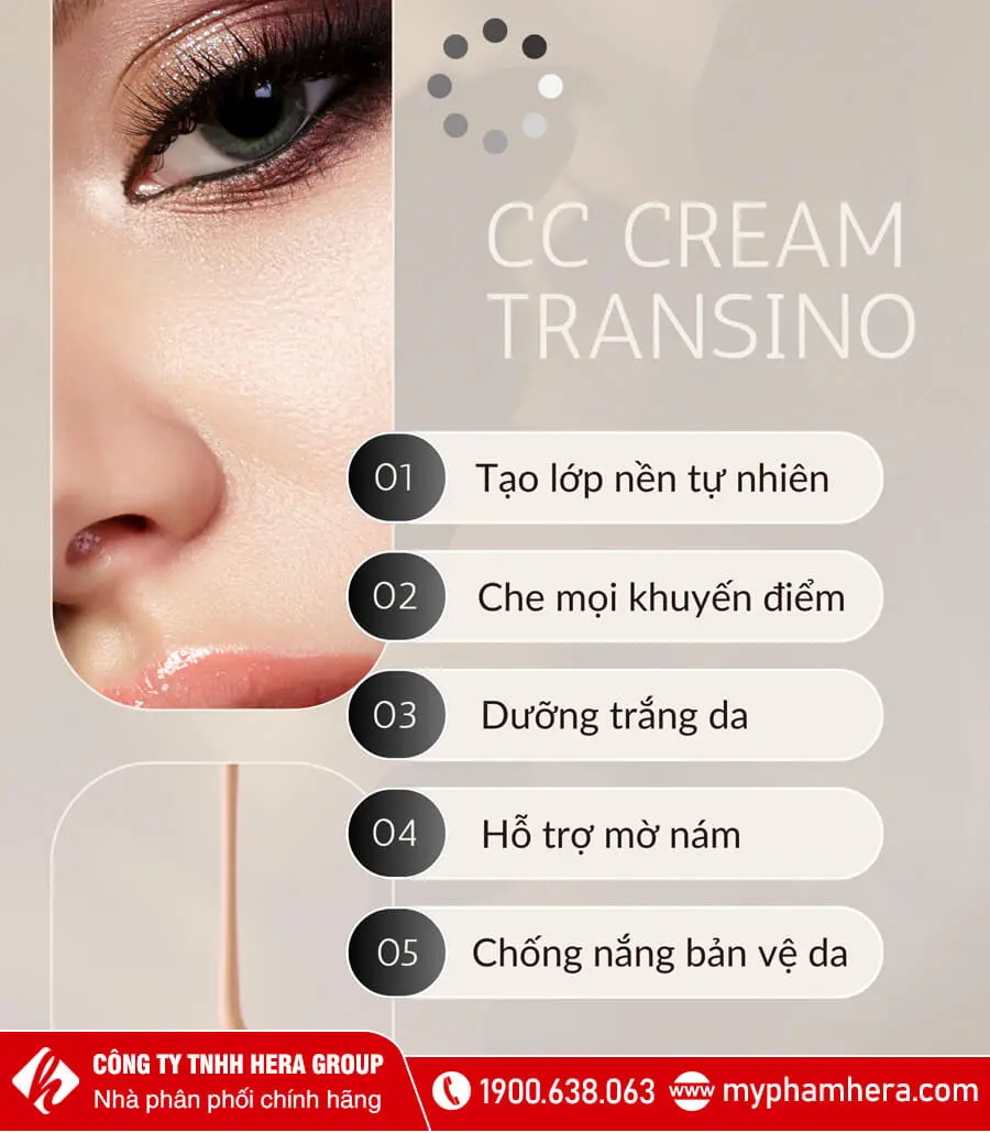 Kem trang điểm dưỡng trắng da transino myphamhera.com