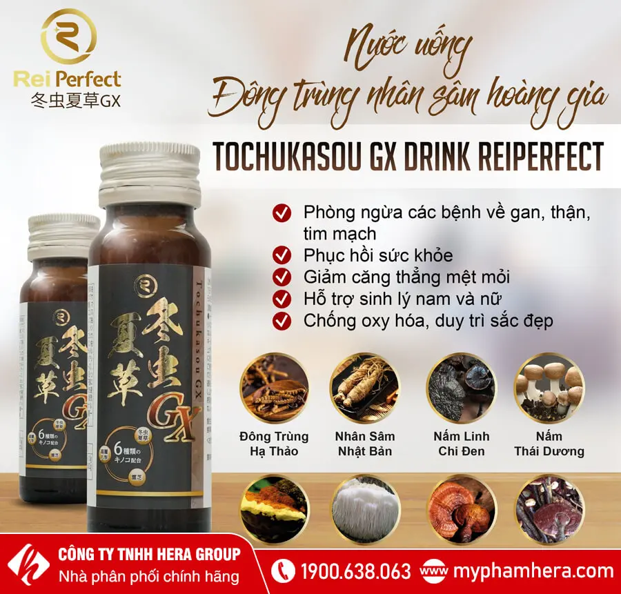 Nước uống Đông Trùng Hạ Thảo Tochukasou GX Reiperfect Drink myphamhera.com