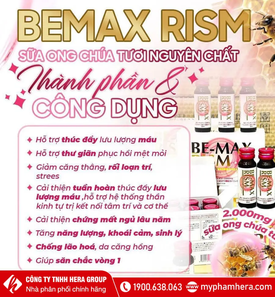 công dụng Sữa ong chúa tươi Be-Max Rism myphamhera.com