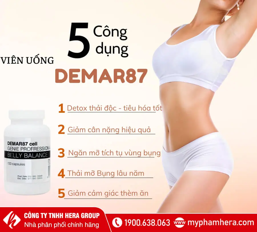 công dụng Viên uống giảm cân hủy mỡ bụng Demar87 Cell Genie Professional Belly Balance myphamhera.com