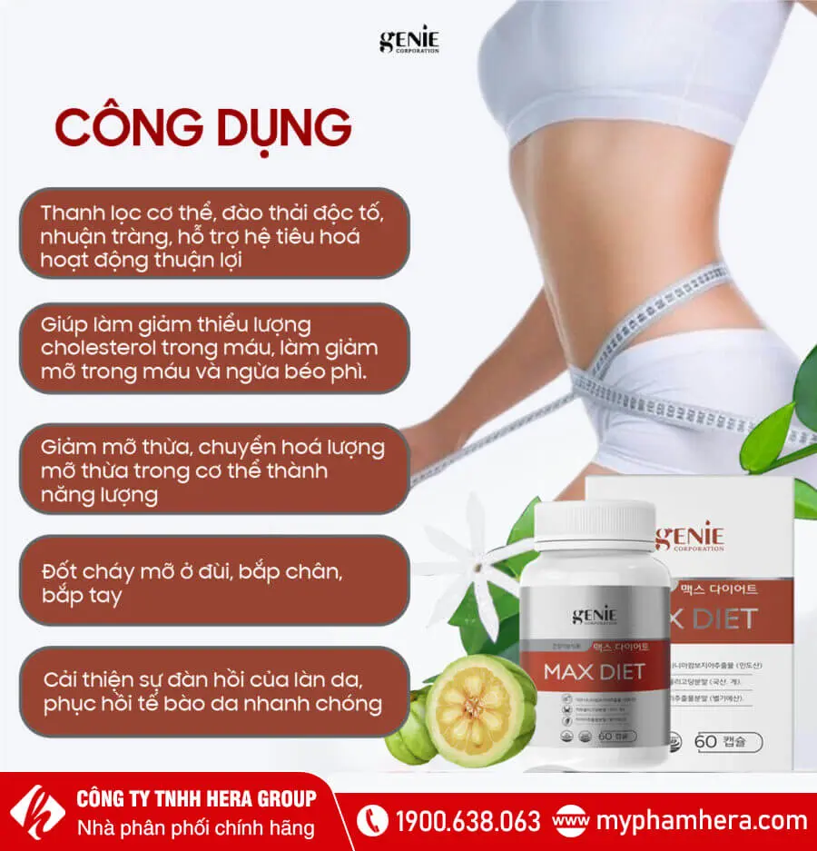 công dụng Viên uống giảm cân Genie Max Diet myphamhera.com