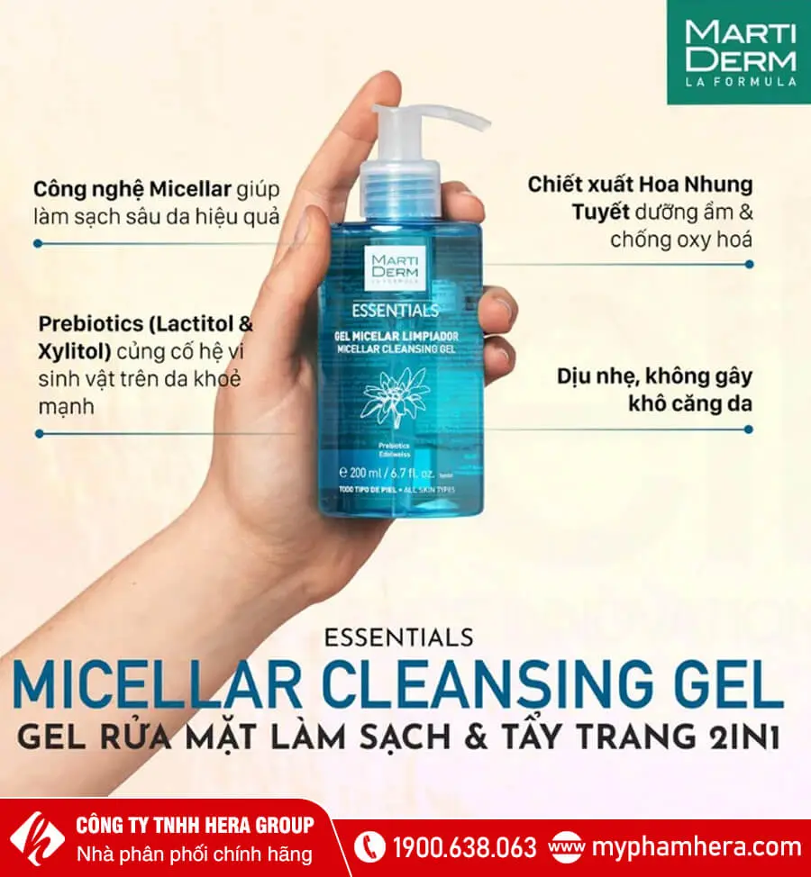 công dụng Gel rửa mặt cho mọi loại da MartiDerm myphamhera.com