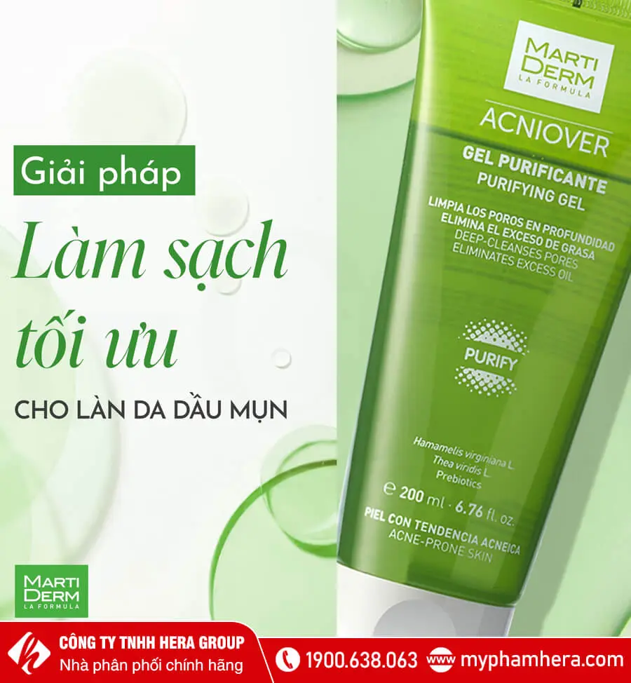 Gel rửa mặt cho da dầu mụn MartiDerm myphamhera.com