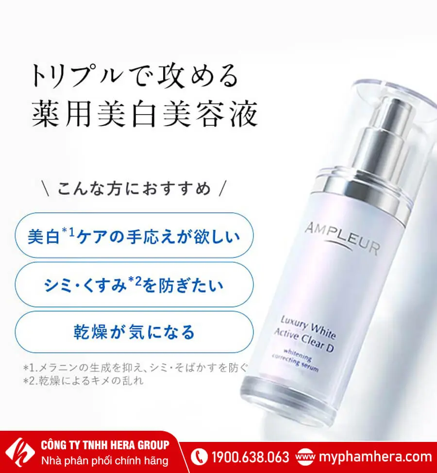 Serum trị nám Ampleur Luxury White Active Clear D myphamhera.com