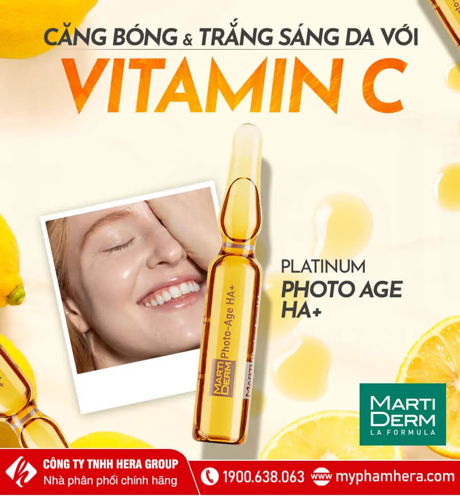 ampoules vitamin c nguyên chất chống lão hóa martiderm myphamhera.com