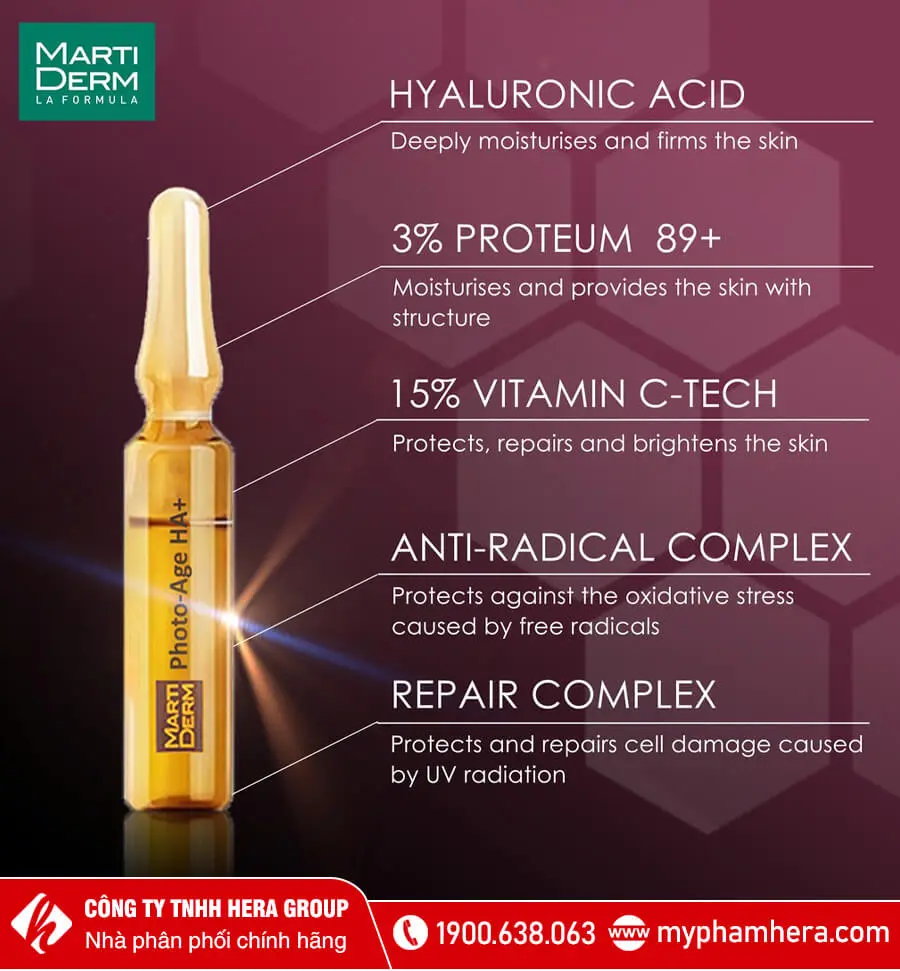 ampoules vitamin c nguyên chất chống lão hóa martiderm myphamhera.com