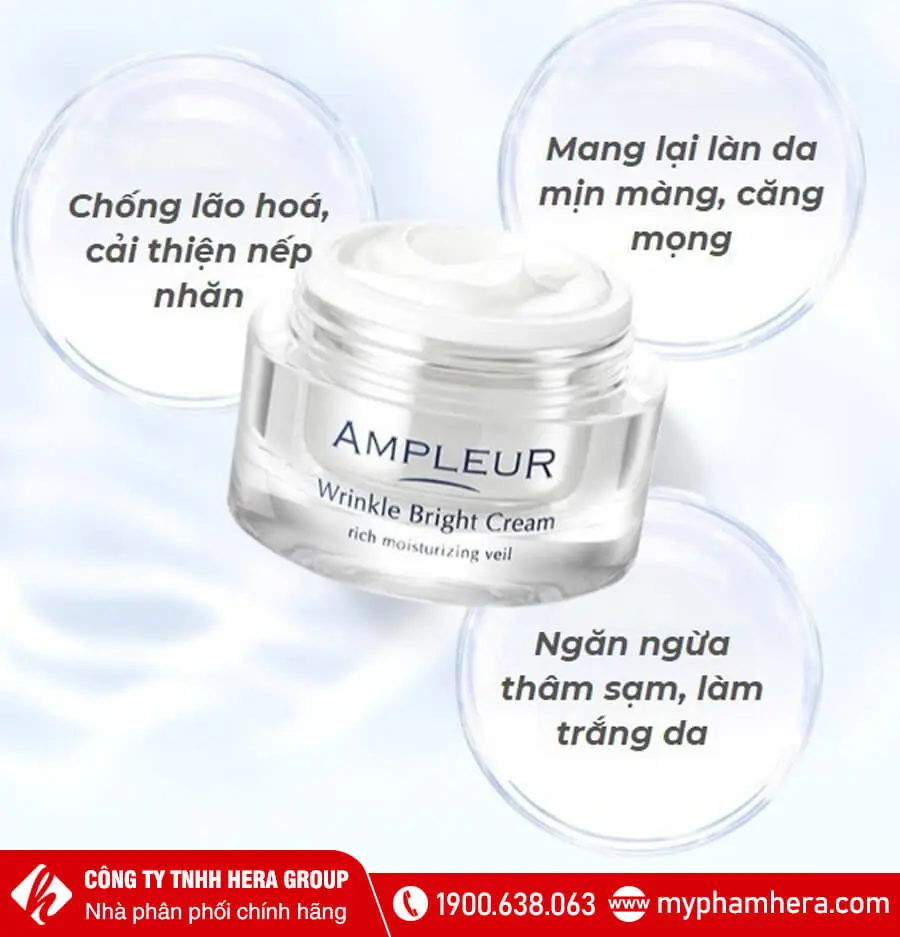 công dụng Kem dưỡng nâng cơ giảm nhăn Ampleur Wrinkle Bright