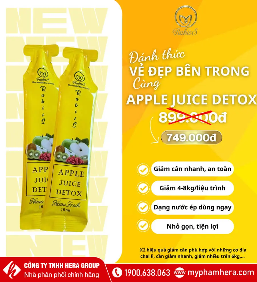 công dụng Nước ép táo giảm cân Rubiss Apple Juice Detox myphamhera.com