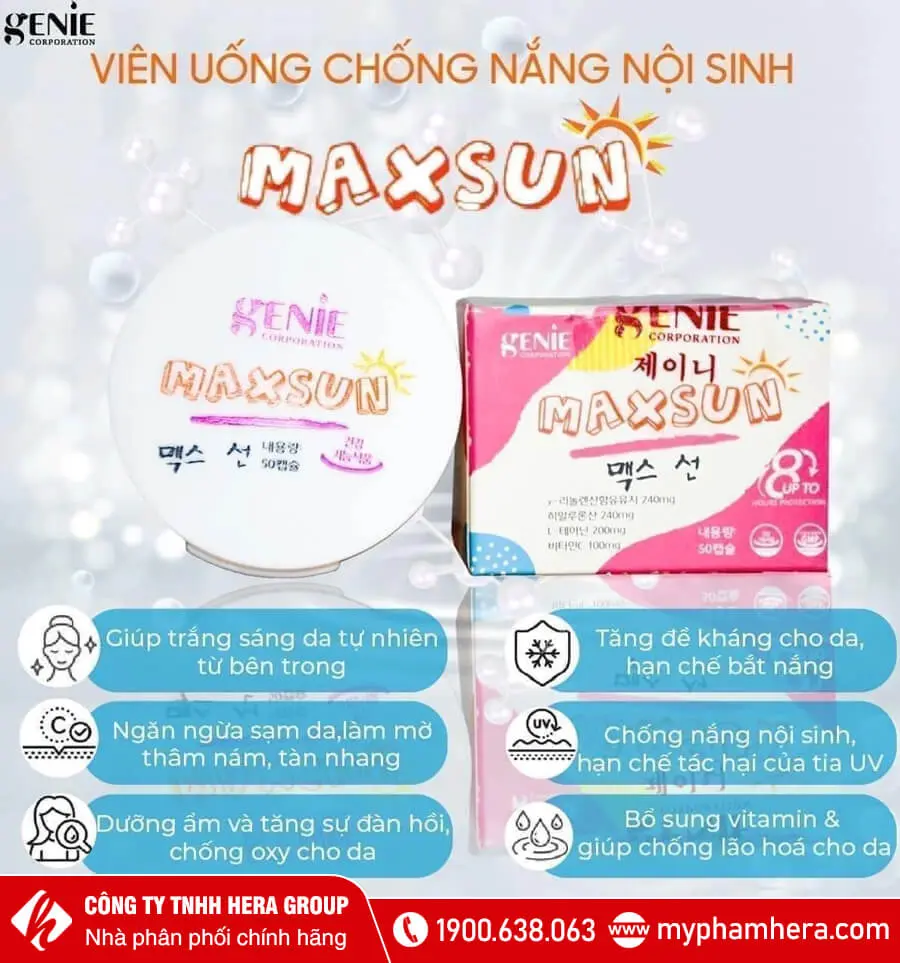 công dụng Viên uống chống nắng nội sinh Maxsun Genie